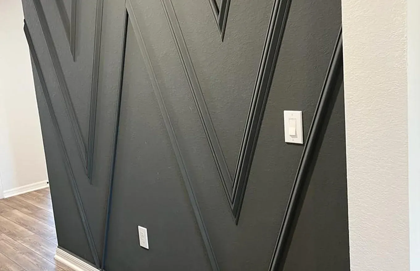Room with crisp new trim, casing, and a board-and-batten wall