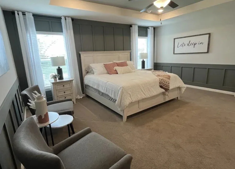 Refreshed master bedroom with a board-and-batten accent wall